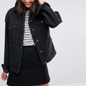 ASOS Denim Borg Jacket In Washed Black NWOT